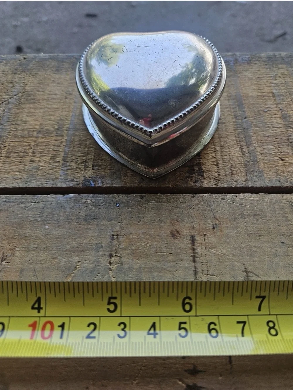 Vintage Heart Shaped Silver Tone Trinket Box 3”